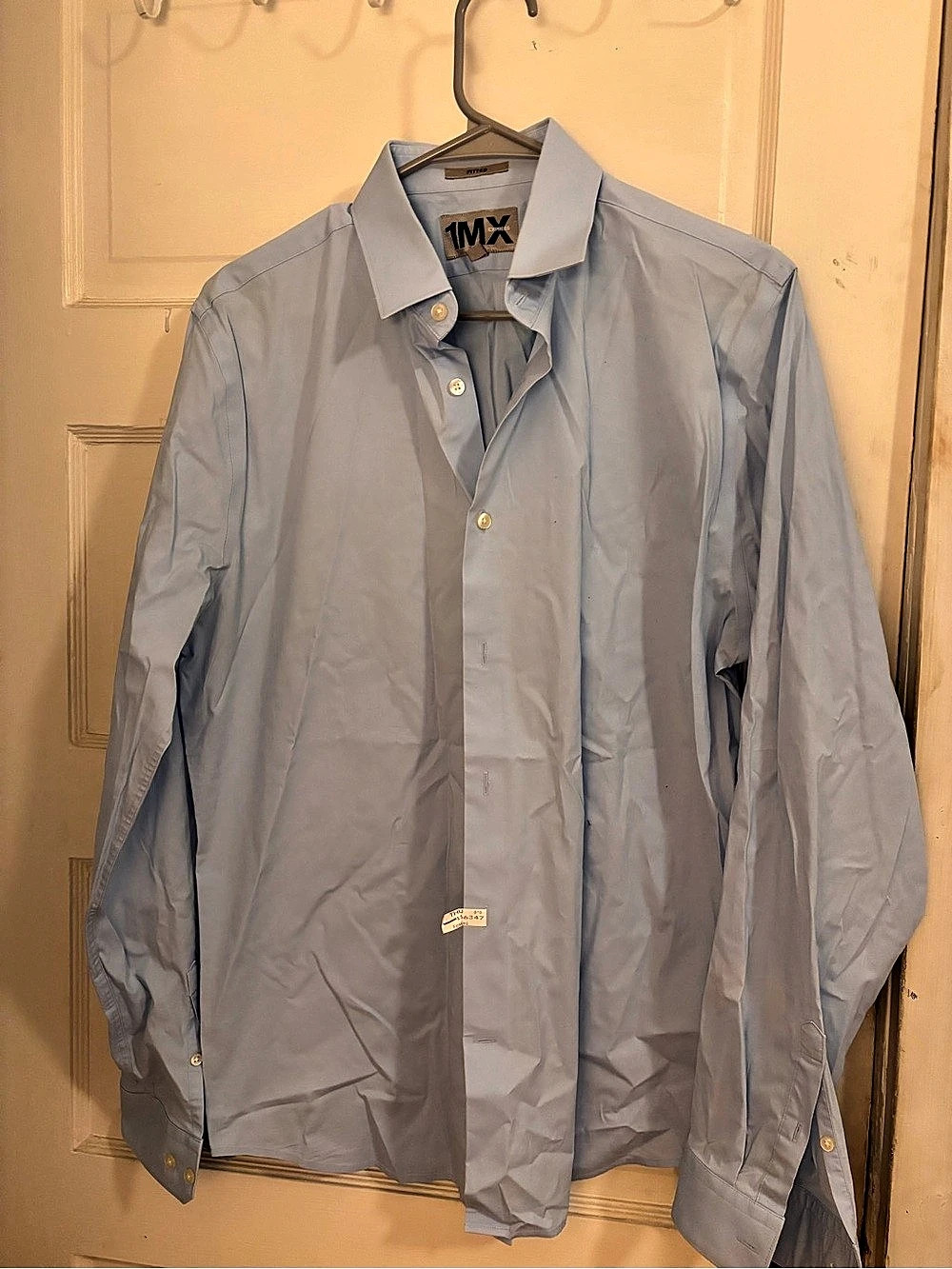 Express 1MX Fitted Dress Shirt in Blue Size Large